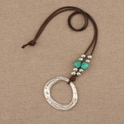 Boho Necklaces for Women Chunky Circle Necklace Bohemian Necklaces | Chunky Boho Necklace for Women Layered Boho Circle Leather Choker Necklace Long Vintage Necklaces Bohemian Jewlery Gifts - style: Bohemian Chunky Necklace
