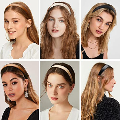 WOVOWOVO Leather Headbands for Women, 1Inch Non Slip Soft PU Hair Head Bands Diademas Para Mujer De Moda Cute Beauty Fashion Hairbands Hair Accessories - color: Multicolor-A