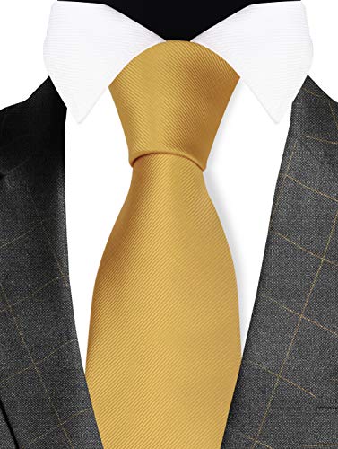 GUSLESON Classic New 3.15"（8cm） Men's Solid Color Necktie Wedding Business Tie + Gift Box - color: Goldenrod