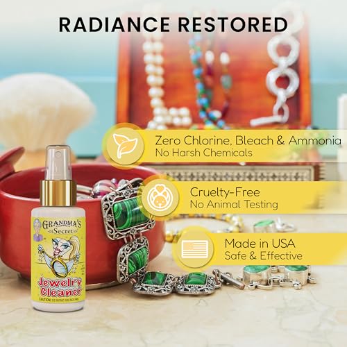 Grandma's Secret Gold and Silver Jewelry Cleaner Solution - Ammonia Free Gold Jewelry Cleaner Liquid for Silver, Diamonds, and Gemstones - Safe & Effective for Daily Use, 3 oz, 3 Pack - size: 3 Fl Oz (Pack of 3)