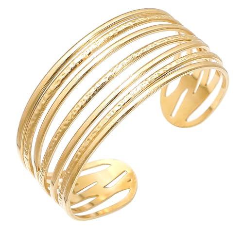 Multi-Layer Cuff Bracelet for Women Cross Wire Bracelets Open Wide Cuff Gold Bangle Bracelet - color: Gold 2