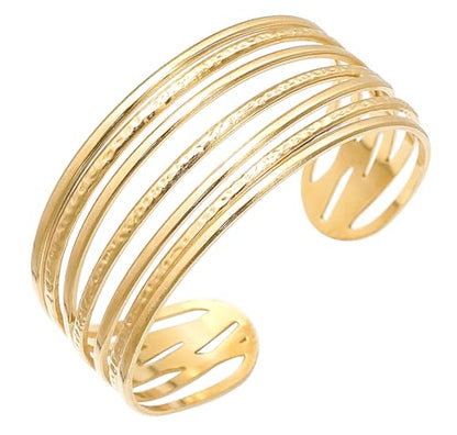 Multi-Layer Cuff Bracelet for Women Cross Wire Bracelets Open Wide Cuff Gold Bangle Bracelet - color: Gold 2