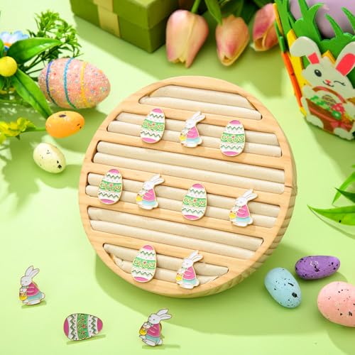 Riceshoot 12 Pcs Easter Egg and Bunny Enamel Lapel Pin Set Pastel Easter Spring Brooch Badge Pins Cartoon Cute Rabbit Enamel Pin for Clothes Bags Backpack Holiday Jewelry Gift