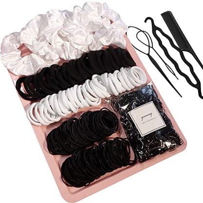 YANRONG 755PCS Hair Accessories for Woman Set Seamless Ponytail Holders Variety Hair Scrunchies Hair Bands Scrunchy Hair Ties 759 Piece Set - color: 755PCS（Black White）