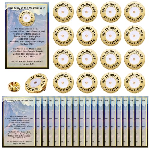 Sayglossy 30 Sets Mustard Seed Enamel Pins on Card Mustard Seed Gifts Bulk All Things Are Possible Faith Lapel Christian Pin Inspirational Card Catholic Religious Jewelry for Men Women Church Gifts - style: Mustard Seed