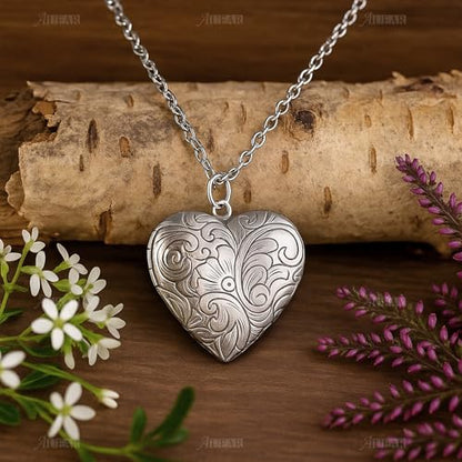 AUEAR, 10 Pack Silver Heart Photo Frame Charms DIY Locket Pendants for Necklace Keychain Jewelry Making