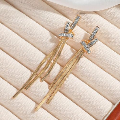 Gold Long Dangle Drop Earrings for Woman,Punk Sleek Metal Chain Tassel Earrings 70s/80s Disco Outfits Accessories Jewelry - color: 5:Gold