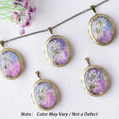 Vintage Photo Locket Necklace Handmade Pressed Flower Locket Necklace for Women - style: Hydrangea(1.53"x 1.85")