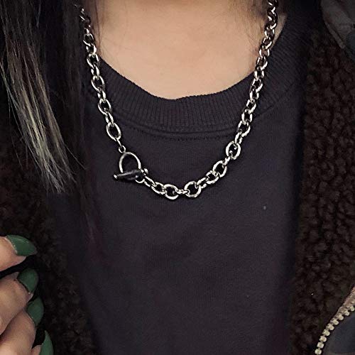 Dainty Unique Punk Layering Chain Choker Necklace Boho Jewelry Set Layered Pendant Statement Chunky Chain Necklace for Women Man