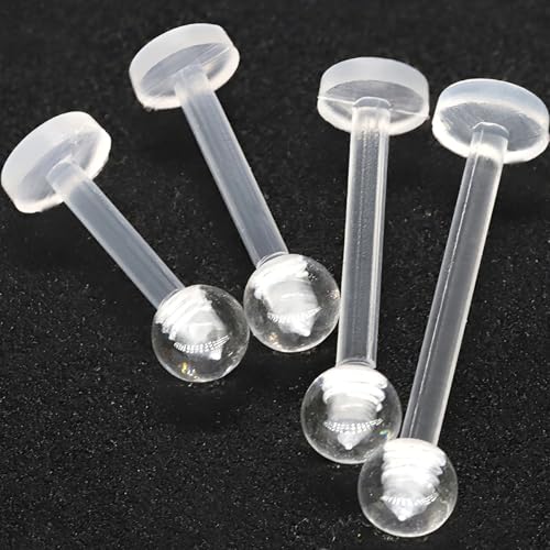 Clear Lip Piercings Set for Women Men Acrylic Nose Retainers Helix Tongue Rings Jewelry Earrings Studs Labret Piercing Para La Nariz 10 Pcs - size: 1.6*12+3