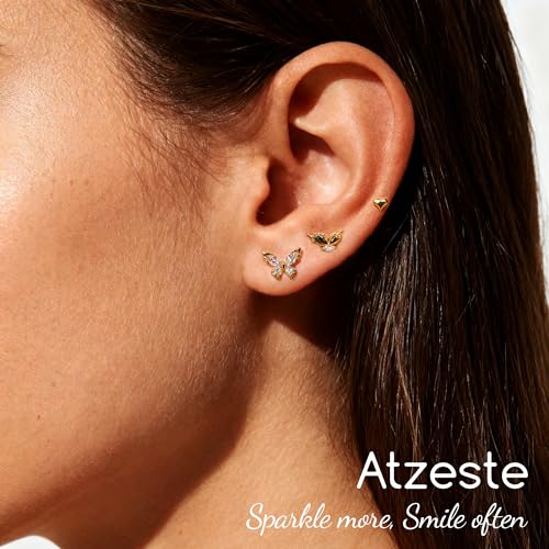Shiny Gold Butterfly Earrings for Women | 14K Real Gold Plated Butterfly Earrings for Women, Dainty & Trendy Butterfly Stud Earrings for Fashion Jewelry Gifts - color: AZ39