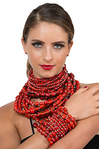 Peruvian Necklace for Women - Huayruro Red Seeds Strand - Natural Handmade Jewelry by Evelyn Brooks