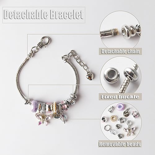 DS Charm Bracelets for Girls Adjustable Silver Stainless Steel Gift Box | Cute Cartoon Charms,Friendship Jewelry,Birthday Gifts,Teen Kid Fit, Tarnish Resistant,Stackable Trendy Daily Wear - style: Silver-butterfly