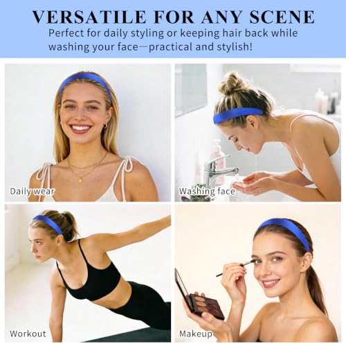 Wecoe Satin Headbands, 16 Pcs 1 Inch Hair Bands for Women & Girls(Set J) | Great for daily wear, festive looks & DIY crafts - color: Set J