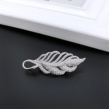 YOQUCOL Cubic Zirconia Crystal Rhinestone Wedding Brooch Pin for Women Brides Jewelry - color: D