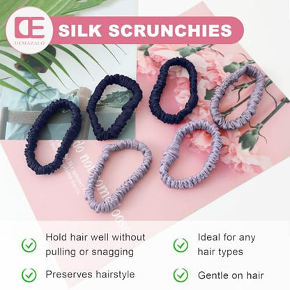 6Pcs Silk Hair Ties 100% Pure Mulberry Silk Scrunchies for Women Girls | No Hair Crease, Anti Frizz, Gentle Hold, No Damage, Color 11 - color: Color 11