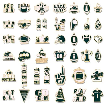 40PCS Game Day Charms for Bracelet Making Enamel Football Charms for Bracelet Necklace Earrings Jewelry Making DIY Football Mom Accessories Gifts - color: Green White