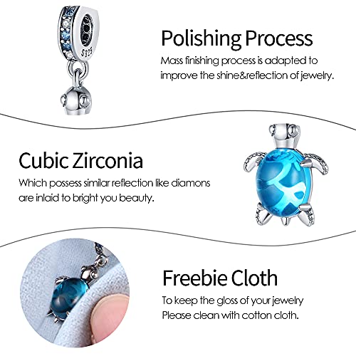 Pandach Animal Charm Bead fits Charms Bracelets for Woman-925 Sterling Silver Dangle Pendant Bead,Jewelry Beads Gifts for Women Bracelet&Necklace - style: Blue Turtle charm