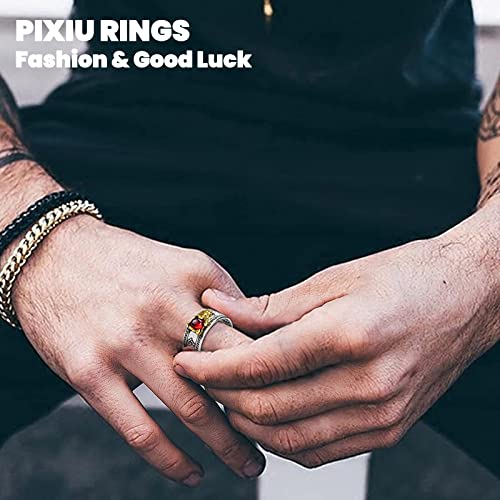 HETICA Feng Shui Pixiu Mantra Amulet Lucky Adjustable Ring | Buddhist Good Luck Mantra, Double Protection, Wealth Love Health, Vintage, Jewelry Gift