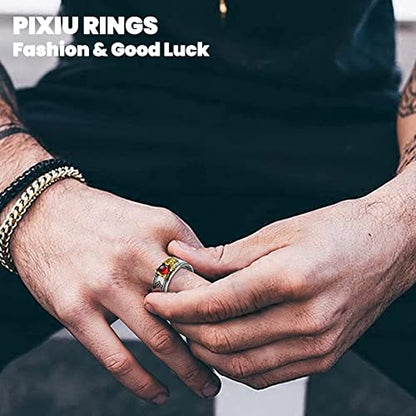 HETICA Feng Shui Pixiu Mantra Amulet Lucky Adjustable Ring | Buddhist Good Luck Mantra, Double Protection, Wealth Love Health, Vintage, Jewelry Gift