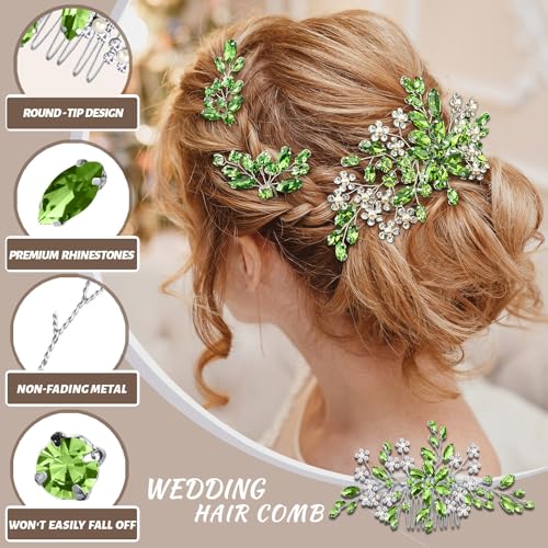 Wedding hair accessories, Bridal for piece, brides headpiece, Bride comb（Green） - color: Green