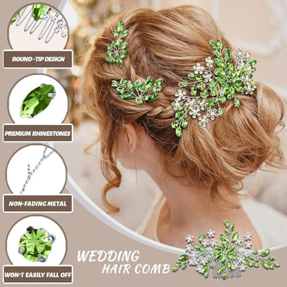 Wedding hair accessories, Bridal for piece, brides headpiece, Bride comb（Green） - color: Green