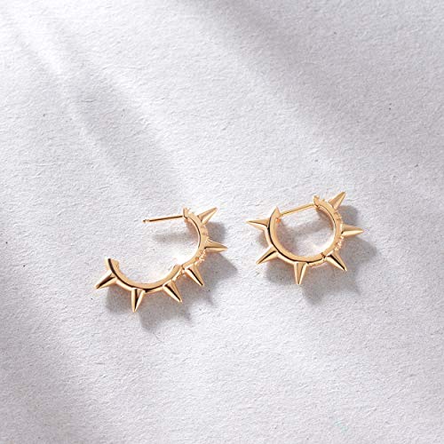LOYATA Gold Huggie Hoop Earrings 14K Gold Plated Dainty Small Simple Hypoallergenic Jewelry Gift for Women - style: Six Spike