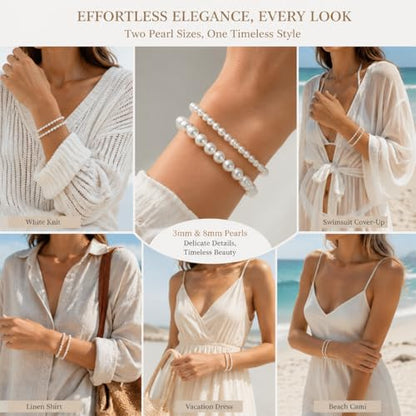 Pearl Bracelets for Women Dainty Baroque Pearl Bracelet White Bridesmaid Bridal Bracelet Wedding Jewelry Gifts for Mother Daughter Matching Outfits - color: A1:pearl bracelet