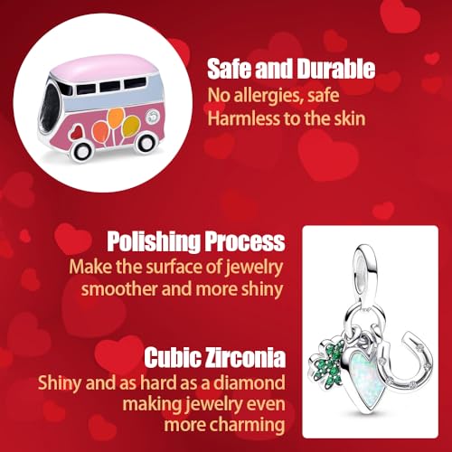 10 Pack Silver Bead Charms Compatible with Charms Bracelet Necklace, Silver Charms for Bracelets for Women, the Pendant Dangle Beads with Cubic Zirconias Are the Perfect Jewelry Gift for Women, Ideal for Christmas, Birthdays, Mother's Day, and Valentine's