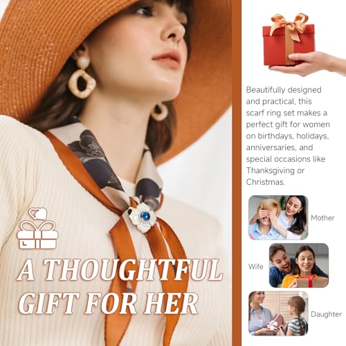 8 Sets Scarf Ring Elegant Horsebit Buckles Metal Clips for Women Scarves Pin Tshirt Ties Clip Perfect for Silk Scarves, Shawls, and Fashion Accessories