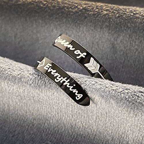 Opening Black Keep Going ring Stainless Steel Adjustable Never give up Jewelry Inspirational Opening Stacking Cute Hiphop Band - style: Queen of everythings