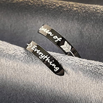 Opening Black Keep Going ring Stainless Steel Adjustable Never give up Jewelry Inspirational Opening Stacking Cute Hiphop Band - style: Queen of everythings