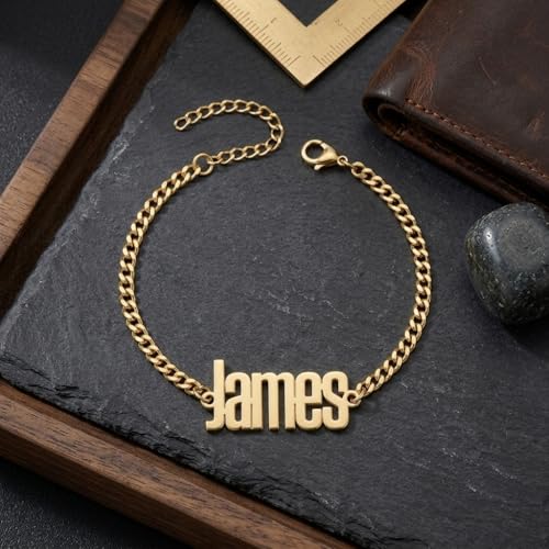 Personalized Name Bracelet or Anklet, Custom Name Jewelry Gift for Women and Men, Meaningful Nameplate Gift for Mom Wife Girlfriend Daughter Boyfriend Husband Dad - color: Midnight Black