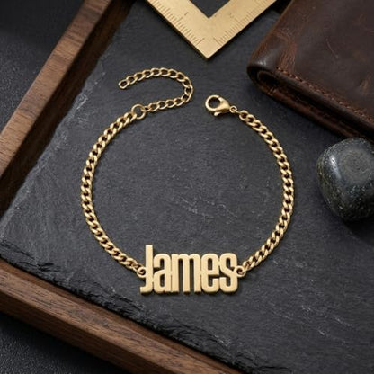 Personalized Name Bracelet or Anklet, Custom Name Jewelry Gift for Women and Men, Meaningful Nameplate Gift for Mom Wife Girlfriend Daughter Boyfriend Husband Dad - color: Midnight Black