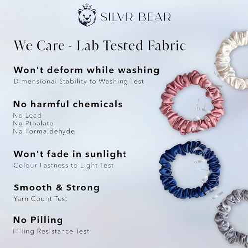 SILVR BEAR Luxury Satin Scrunchies, Satin Hair Ties for Thick, Thin & Curly Hair, Scrunchies for Women, Girls & Men Softer than Silk Hair Ties (Classic Skinny) - color: Classic Skinny
