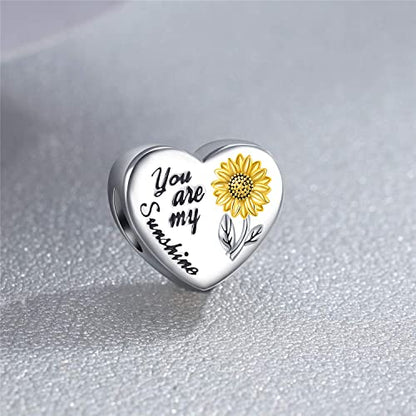 Sunflower Charm Fit for Pandora Charms Bracelet and Necklace You Are My Sunshine Charm Gifts for Women - style: You Are My Sunshine