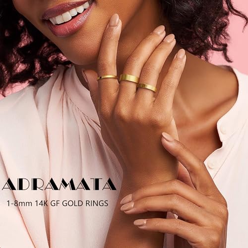 ADRAMATA Gold Stackable Rings for Women,1-8mm Band Ring Set Stacking | Non Tarnish,Hypoallergenic,Comfortable Thin Bands,Plain Pinky Thumb Finger Rings Mid Statement Rings Comfort Knuckle Ring Set