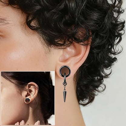 Aienid 2 Pcs Stainless Steel Dangle Gauges, 6mm-20mm Ear Tunnels Expander Plugs Stretcher Piercing Body Jewelry for Men Women - color: Cone, size: 12mm (1/2")