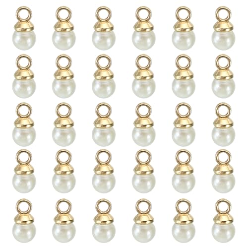 PATIKIL Pearl Charm, 100pcs Pearl Beads Faux Pearl Pendant Charm DIY for Jewelry Making Bracelets Earrings Necklace Crafts - color: Golden Beige, size: 4mm
