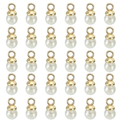PATIKIL Pearl Charm, 100pcs Pearl Beads Faux Pearl Pendant Charm DIY for Jewelry Making Bracelets Earrings Necklace Crafts - color: Golden Beige, size: 4mm