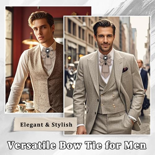 Big Crystal Bow Ties for Men Pre-tied Women Bowtie | Sparkly Laege Rhinestone, Eye-catching Edges, Adjusatble Strap, Polyester Fabric, 6.9"×3.7", Suitable for Suit Wedding Prom - color: Champagne