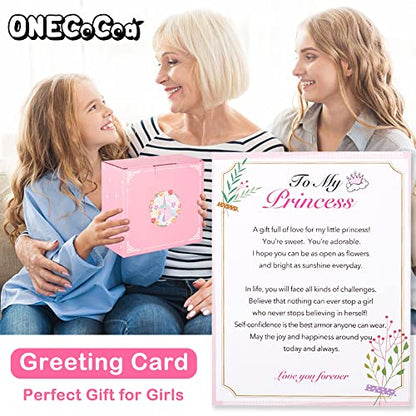 Hair Accessories Set for Girls: Jewelry Box, Hair Clips, Barrettes, Ties, Bows - Teen Girl Gift for Ages 4-12 (Pink) - color: Pink