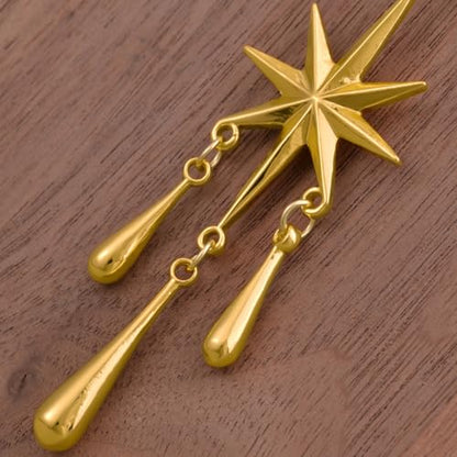 ERKUOO 2PCS Ear Gauges Star Dangle Saddle Ear Tunnels Plugs Flesh Piercing Earrings Expander For Women Body Jewelry - color: 1 Gold, size: 10 mm