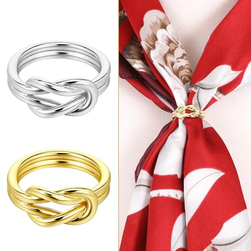 2 PCS Scarf Rings for Women 0.9in Knot Scarf Clip for Shawl Scarves Dress Buckle Wrap Clasp Clip Clothing Accessories