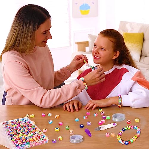 JOICEE 480PCS Fruit Flower Polymer Clay Beads Bracelet Charms Beads