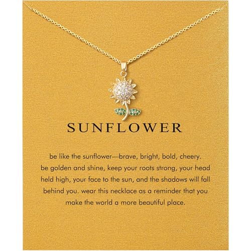 Baydurcan Dainty Gold Necklace for Women Ankh Mom Jesus Sun Star Necklace | 14K Gold Plated Pendant Necklaces Gifts for Friends Sister Mother, Birthday, Christmas, Graduation, Inspirational Gifts - style: Sunflower