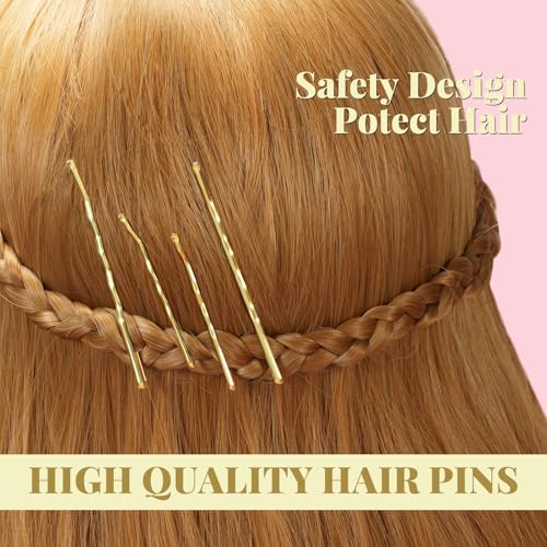 IKOCO 415pcs Bobby Pins Set, U Pins with Hair Ties and Hair Net, Gold | Strong Hold, Snag-Free, No Damage, Smooth Edges, Dance Competition & Ballet Ready, Ideal for Updos, Bun & Daily Styling - color: Gold