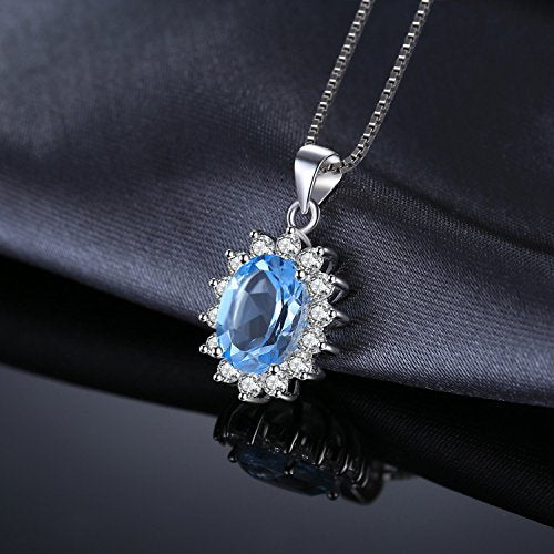JewelryPalace Princess Diana Kate Middleton Natural Amethyst Citrine Garnet Peridot Topaz Created Ruby Sapphire Simulated Emerald Pendant Necklace for Women, 925 Sterling Silver Gemstone Jewelry Set - color: V-Sterling Silver-topaz