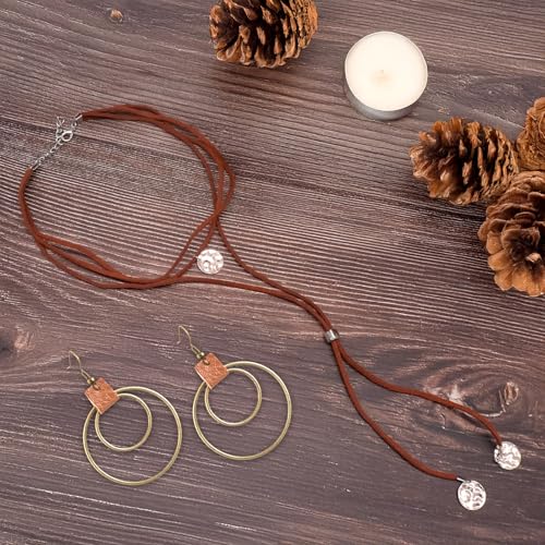 Western Jewelry Sets for Women Boho Jewelry, Layer Bohemian Necklace Earrings Bracelet, Cowgirl Accessory Rodeo Summer Beach - color: Brown