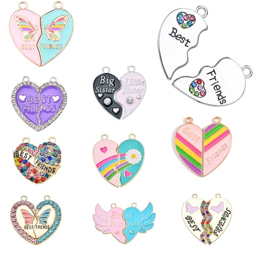 Bulk Gold Enamel Charms for Jewelry Making, Colorful Metal Charms Pendant for Bracelet Necklace and Crafting - color: Friendship Color